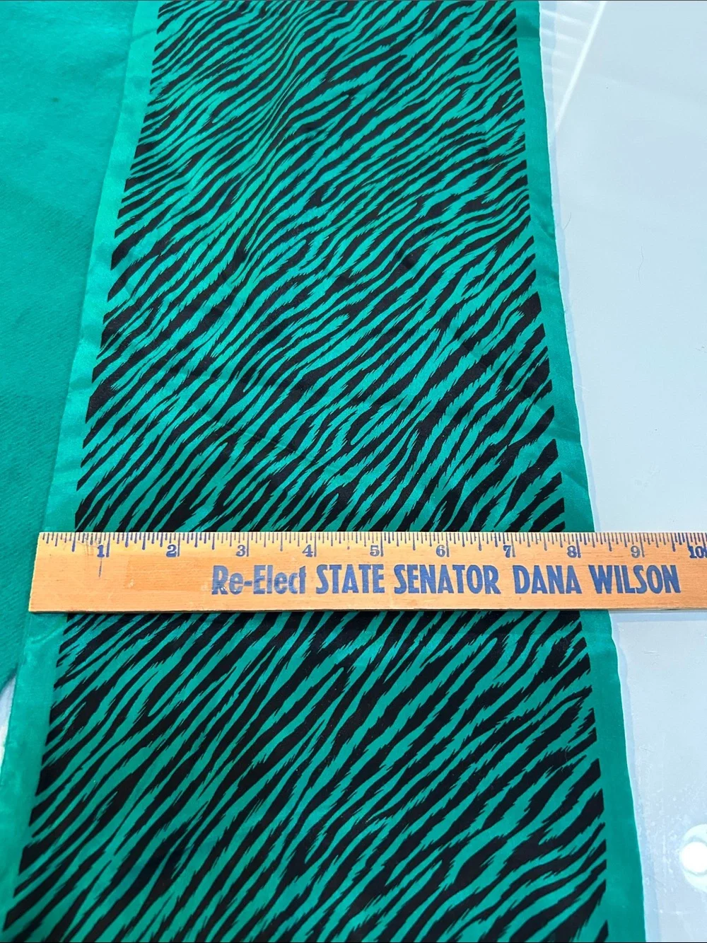 Vintage gorgeous Green and Black Zebra Print Scarf silk wool Oscar De la Rena